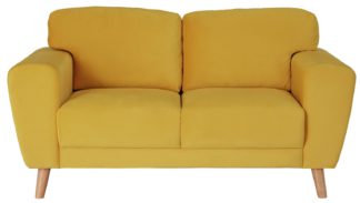 An Image of Habitat Snuggle 2 Seater Velvet Sofa - Yellow