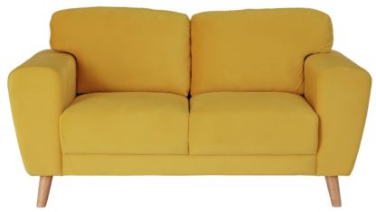 An Image of Habitat Snuggle 2 Seater Velvet Sofa - Yellow