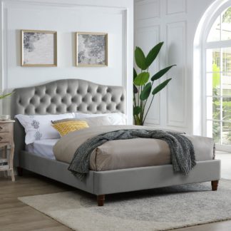 An Image of Sorrento Silver Velvet Bed Frame Silver