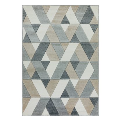 An Image of Asiatic Sketch Geo Rectangle Rug - 120x170cm - Grey & Gold