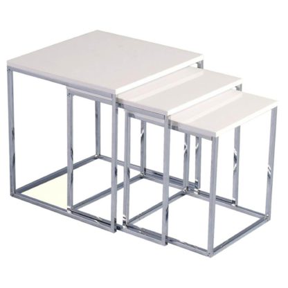 An Image of Charisma White High Gloss Nest of Tables Black/White