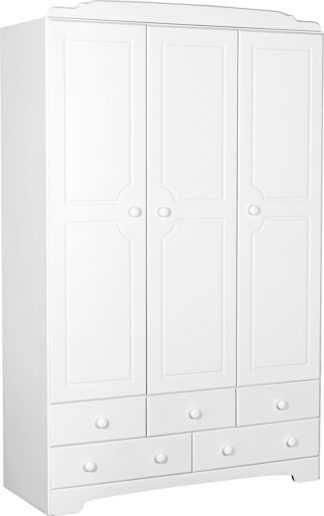 An Image of Argos Home Nordic 3 Door 5 Drawer Wardrobe - Soft White