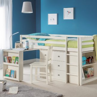 An Image of Roxy Single White Midsleeper Bed White