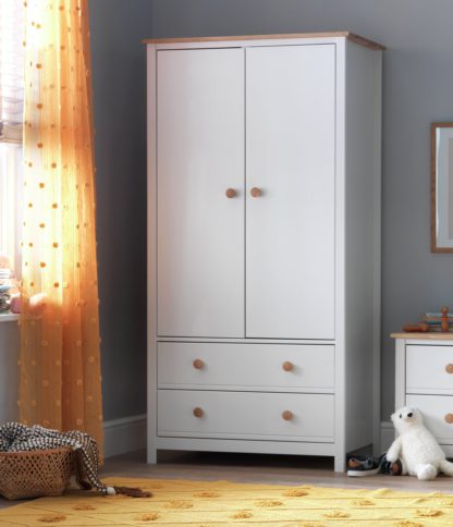 An Image of Argos Home Brooklyn 2 Door 2 Drawer Wardrobe - White and Oak