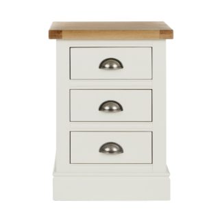 An Image of Compton Ivory 3 Drawer Bedside Table Cream and Brown