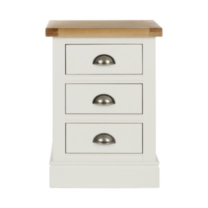An Image of Compton Ivory 3 Drawer Bedside Table Cream and Brown