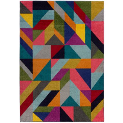 An Image of Frida Geometric Rug Blue, Yellow and Pink