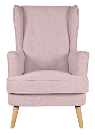 An Image of Habitat Callie Fabric Wingback Chair - Blush Pink