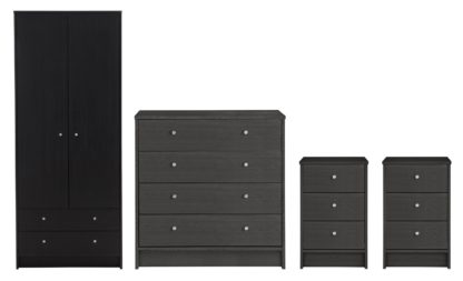 An Image of Habitat Malibu 4 Pc 2 Dr Wardrobe Set - Black Oak Effect