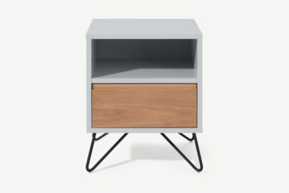 An Image of Cerian Bedside Table, Oak and Grey