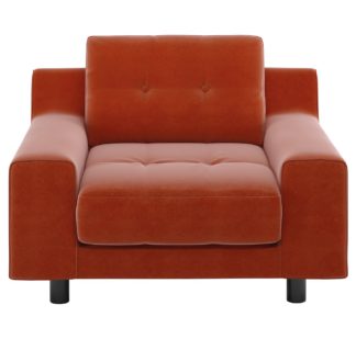 An Image of Habitat Hendricks Orange Velvet Armchair