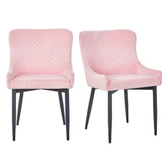 An Image of Montreal Set of 2 Dining Chairs Blush Velvet Blush