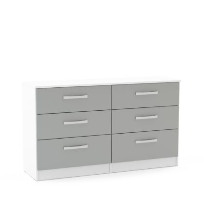 0354e0add507a411ec1d506b802c8f4a9395f18d9f5a7a4ed3417ac061f4b34d.jpg An Image of Lynx White and Grey 6 Drawer Chest Grey