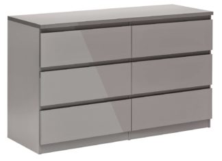 An Image of Habitat Jenson Gloss 3+3 Drawer Chest - Grey