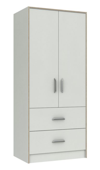 An Image of Ashdown 2 Door 2 Drawer Mirror Wardrobe - White