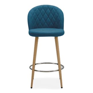 An Image of Astrid Bar Stool Teal Fabric Blue