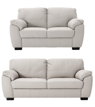 An Image of Argos Home Milano Leather 2 & 3 Seater Sofas - Light Grey