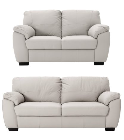 An Image of Argos Home Milano Leather 2 & 3 Seater Sofas - Light Grey