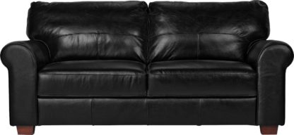 An Image of Habitat Salisbury 3 Seater Leather Sofa - Dark Brown