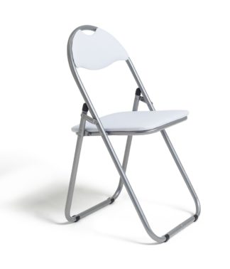 An Image of Habitat Padded Faux Leather Folding Office Chair - White
