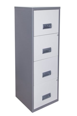 An Image of 4 Drawer A4 Metal Filing Cabinet - Silver & White