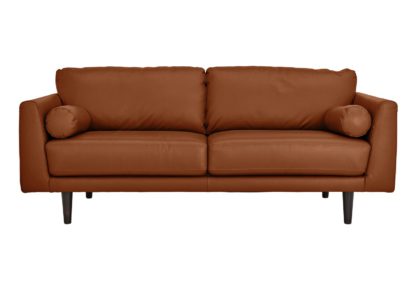 An Image of Habitat Jackson 3 Seater Leather Sofa - Grey