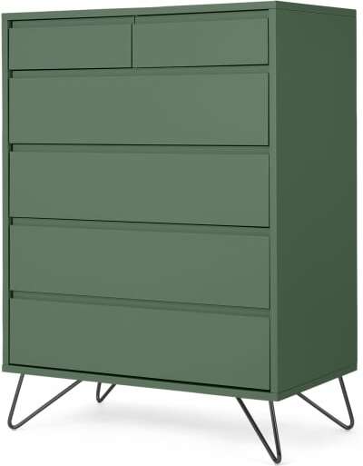 An Image of Elona Tall Multi Chest of Drawers, Fern Green & Black