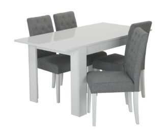 An Image of Habitat Miami Extending Table & 4 Button Chairs - Grey
