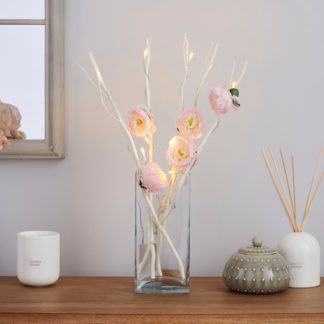 An Image of Pink Peony White Mini Twig Lights Pink