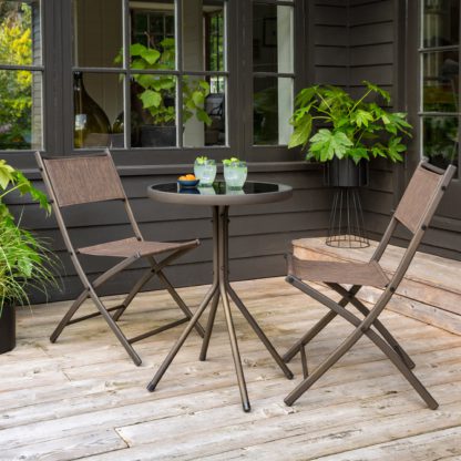 An Image of Helsinki 2 Seater Bronze Bistro Set Brown