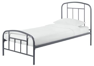 An Image of Habitat Pippa Single Metal Bed Frame - Grey