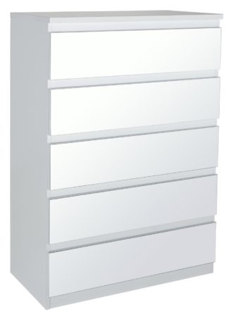 An Image of Habitat Jenson Gloss 5 Drawer Mirror Chest - White