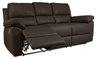 An Image of Argos Home Toby 3 Seat Faux Leather Recliner Sofa -Chocolate