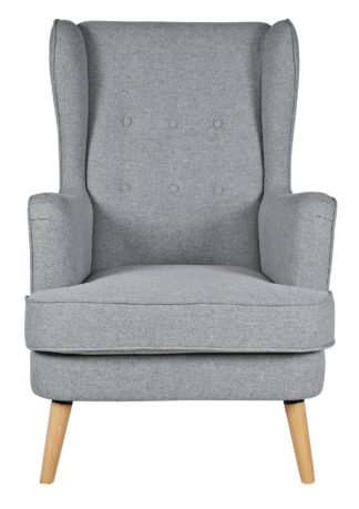 An Image of Habitat Callie Fabric Wingback Chair- Light Grey
