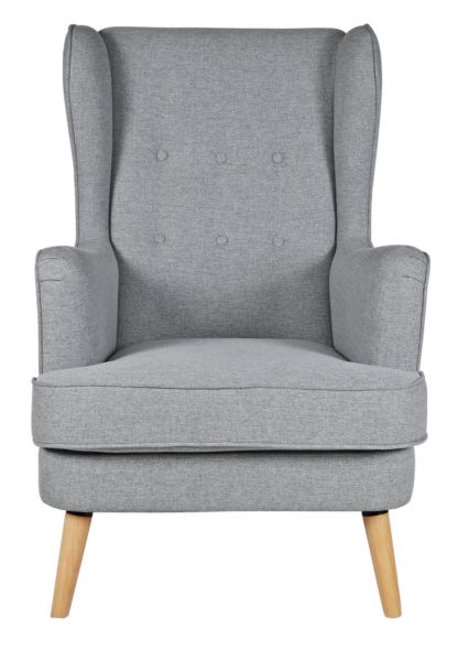 An Image of Habitat Callie Fabric Wingback Chair- Light Grey