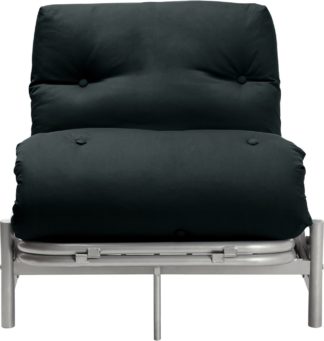 An Image of Argos Home Single Futon Metal Sofa Bed with Mattress - Black