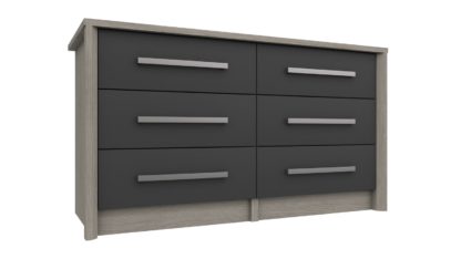 An Image of Grasmere 3 + 3 Drawer Chest - Dark Grey