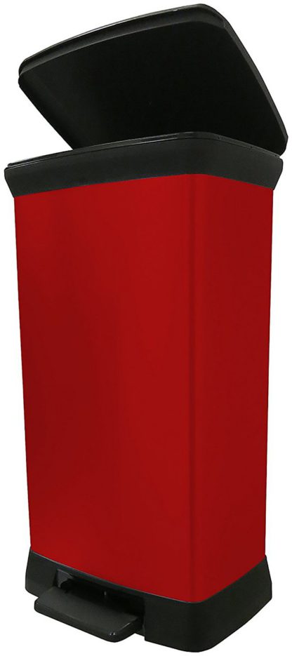An Image of Curver 50 Litre Deco Pedal Bin - Red