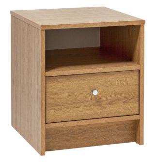 An Image of Habitat Malibu 1 Drawer Bedside Table - Oak Effect