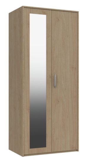 An Image of Ashdown 2 Door Mirror Wardrobe - Oak Effect