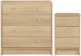 An Image of Habitat Malibu Bedside & 4 Drawer Chest Set -Beech Effect