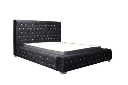 An Image of Birlea Grande Crushed Velvet Superking Bed Frame - Black