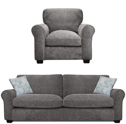 An Image of Argos Home Tammy Fabric Chair and 4 Seater Sofa - Charcoal