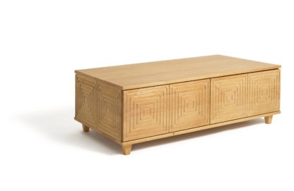 An Image of Habitat Grooved Storage Coffee Table - Oak