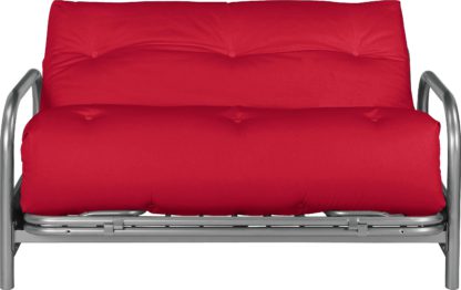 0ae4e4bc8ebb2094c7c978b5efd8e32a33ba00b15d157da97fe02523c5c98374.jpg An Image of Argos Home Mexico 2 Seater Futon Sofa Bed - Red