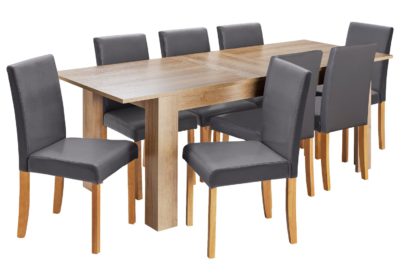 An Image of Habitat Miami XL Extending Table & 8 Grey Chairs