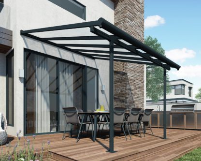 An Image of Palram Sierra 3 x 4.25m Patio Cover - Grey Clear