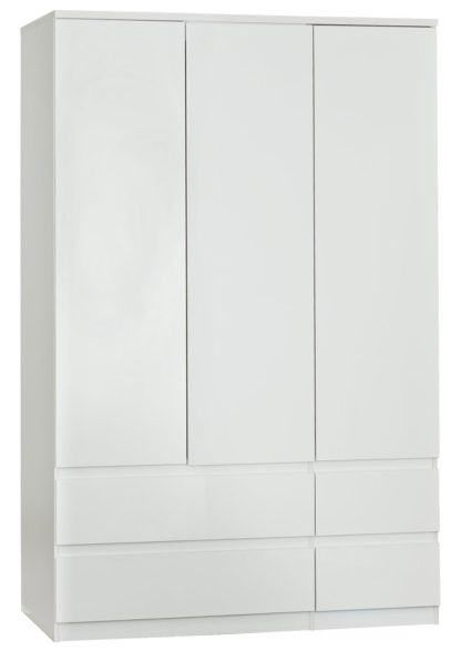 An Image of Habitat Jenson 3 Door 4 Drawer Wardrobe - Oak Effect