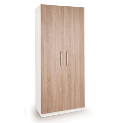 An Image of Euston Mirrored Double Wardrobe White/Natural