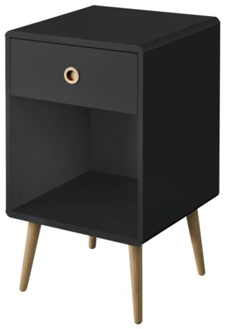 An Image of Softline 1 Drawer Bedside Table - Black